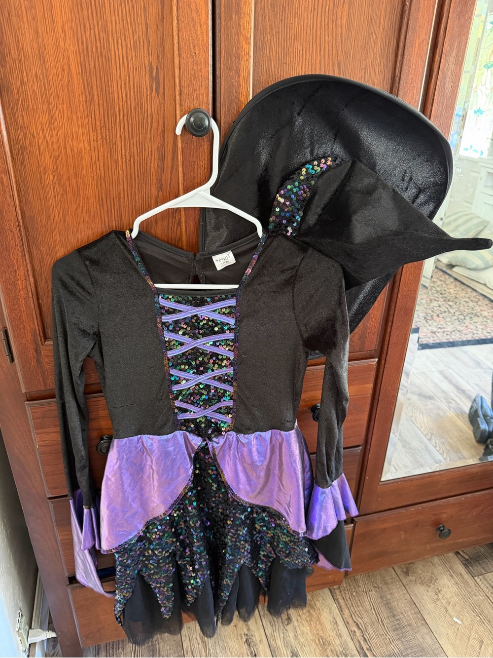 Spirit Black and Purple Sequin Witch Costume with Hat